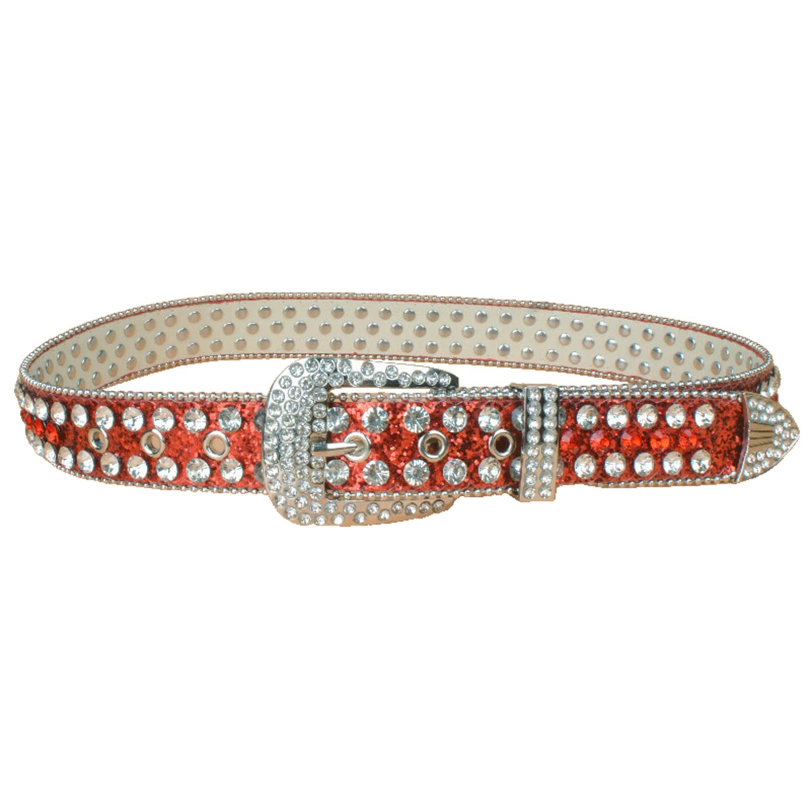 QBREZA Vrouwen Mannen Strass Riem, Bling Western Cowgirl Cowboy Studded Lederen Riem Diamant Taille Riem voor Jeans Broek (kleur: Groen, Maat: 120 x 3,8 cm