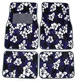 Blue Hawaiian Hibiscus Carpet Front & Rear Car Truck Floor Mats