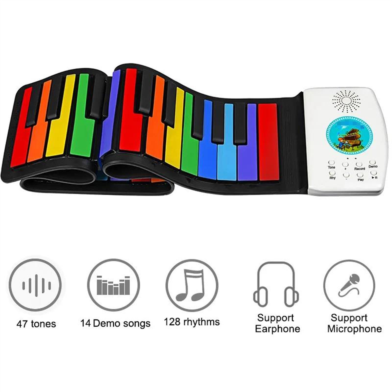 Tragbare Faltbare Elektronische Orgel Aus Silikon Digitale 49-Tasten-Tastatur Handgerolltes Klavier Eingebauter Lautsprecher Für Anfänger(3/4)