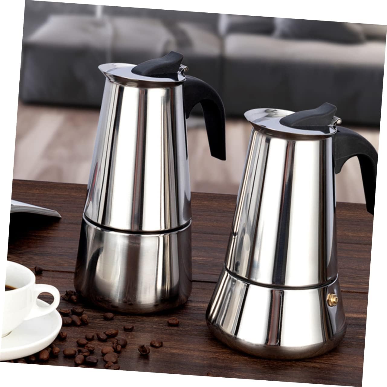 Portable Electric Coffee Pot 12 Cup Capacity Aluminum Body Stovetop Espresso Maker Mocha Coffee Pot Cool Handle