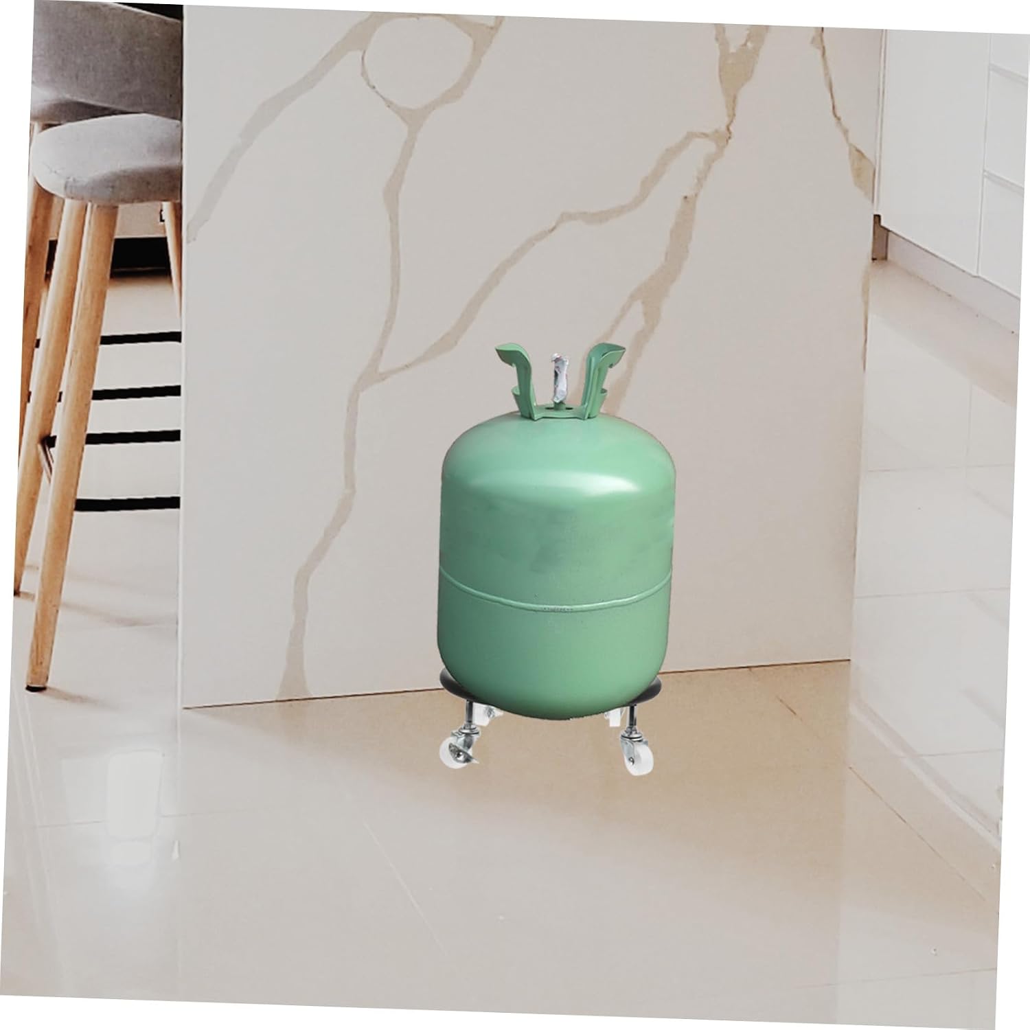 Stainless Steel Movable Gas Cylinder Holder with Wheels Propane Tank Stand Base Heavy-Duty Tray for Home Use Universal Caster Design Sturdy Support for Propane Cylinders