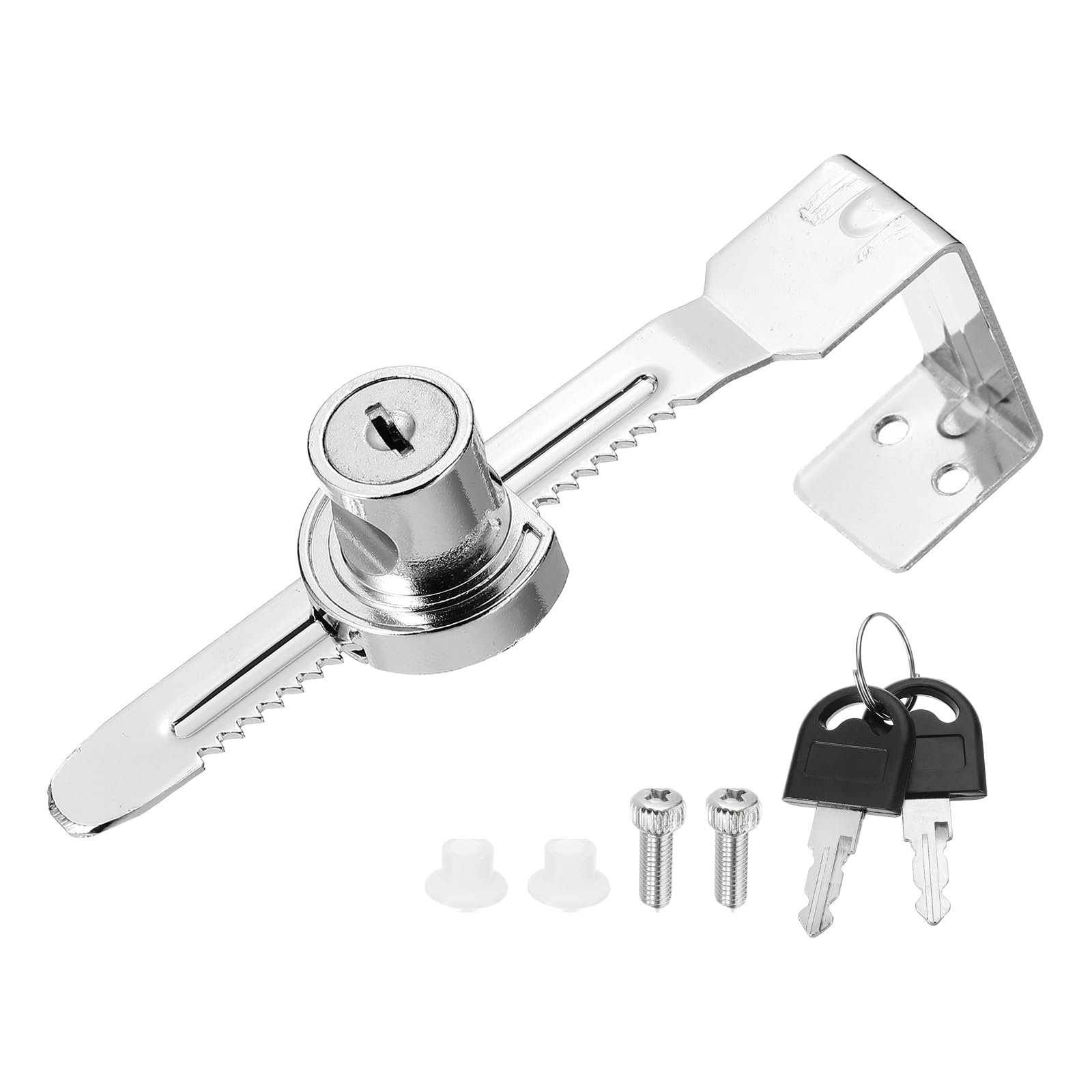 DEFANEX 1.7" Sliding Glass Door Ratchet Lock, Keyed Alike Secure Showcase Display Case Lock - No Drill, for 30-40mm/ 1.18-1.57 inch Cabinet Stores Glass Door, Silver — image 1