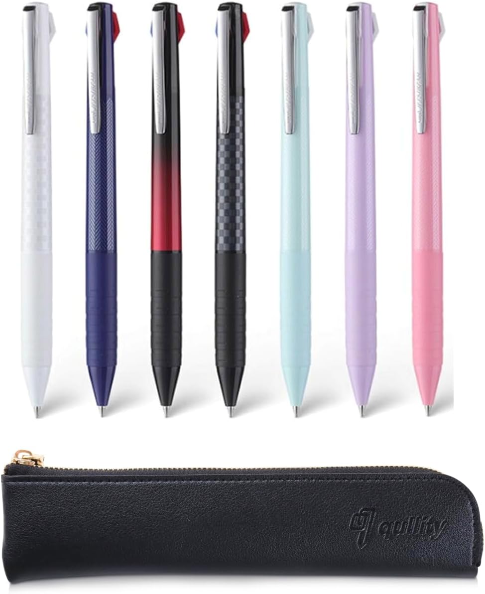 Jetstream Slim Compact 0.38mm/0.5mm 3 Colors Ballpoint Pen (Black, Red, Blue) 7 Body Colors Set, original Black slim pen case