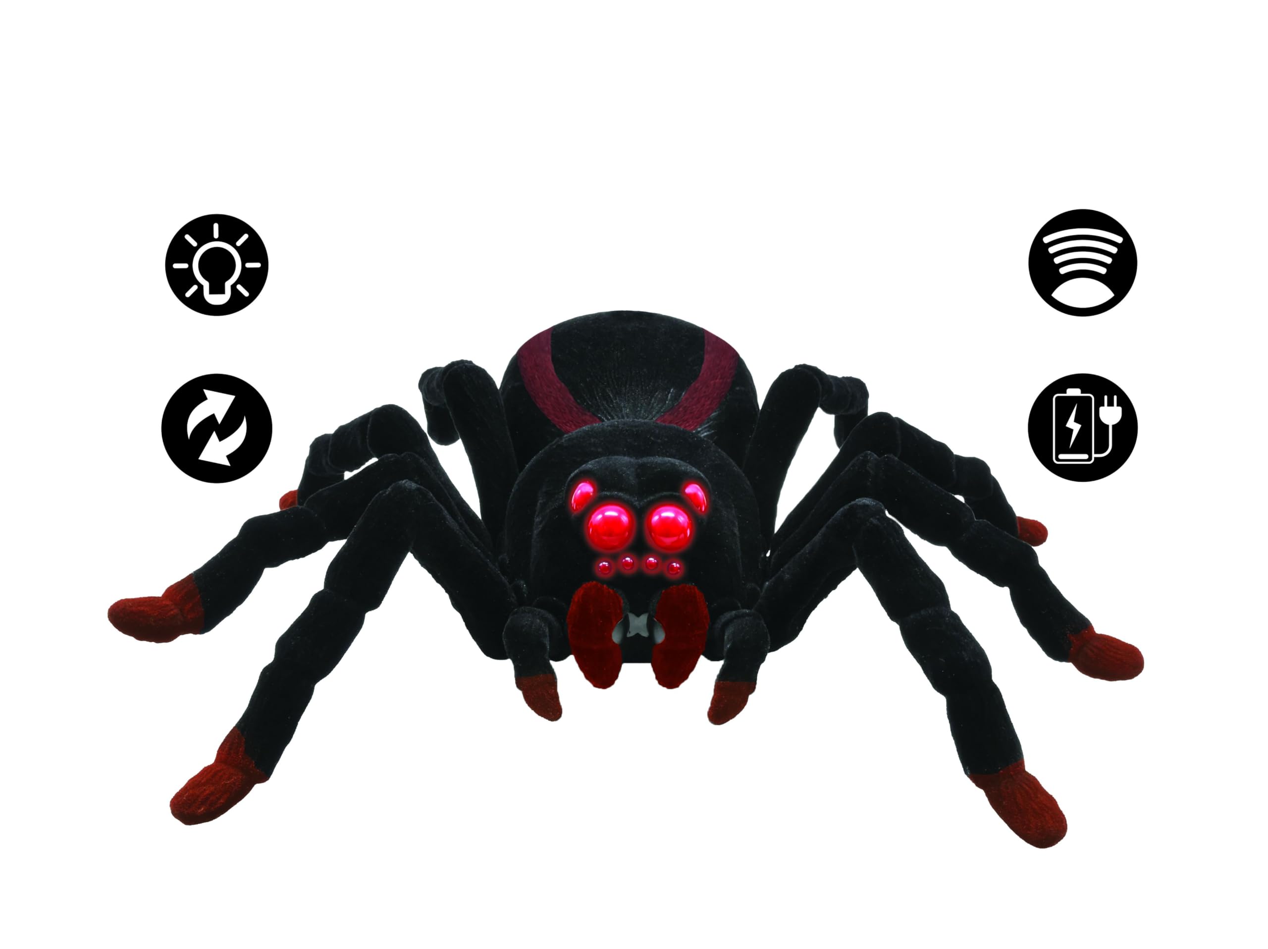 Lexibook, Ferngesteuerte realistische Tarantel/Spinne, 8 haarige Beine, 2 Mandibeln, Lichteffekte in den Augen, inkl. Fernbedienung, SPIDER01LXB, Black