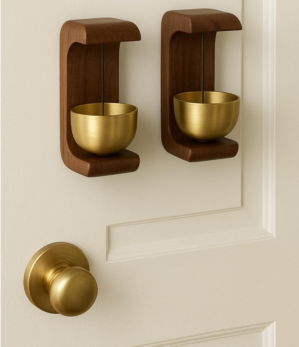 Wooden Door Chime with Brass Bell – Pack of 1(Walnut Dark Wood) | Vintage Handmade Wall Hanging Door Bells for Home Entrance, Good Luck & Positive Vibes – Indoor/Outdoor Home Decor-image-38