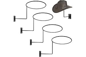 Pack of 4 Metal Hat Wall Mount Cowboy Hat Rack Hat Hanger for Wall Display