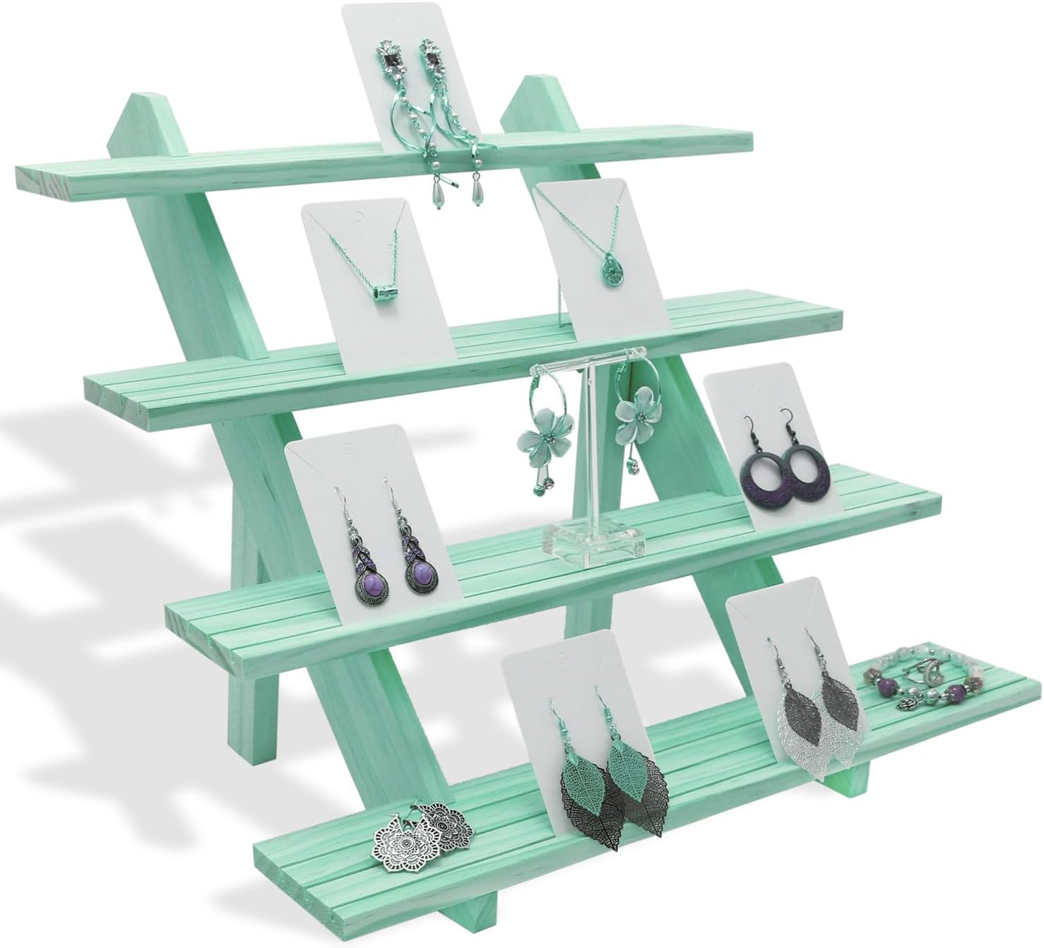 4 Tier Earring Display Stands For Selling, Retail Display Riser Earring, Ring Holder Stand, Removable Countertop Small Merchandise Display Stand, for Figures,Cupcake, Photo