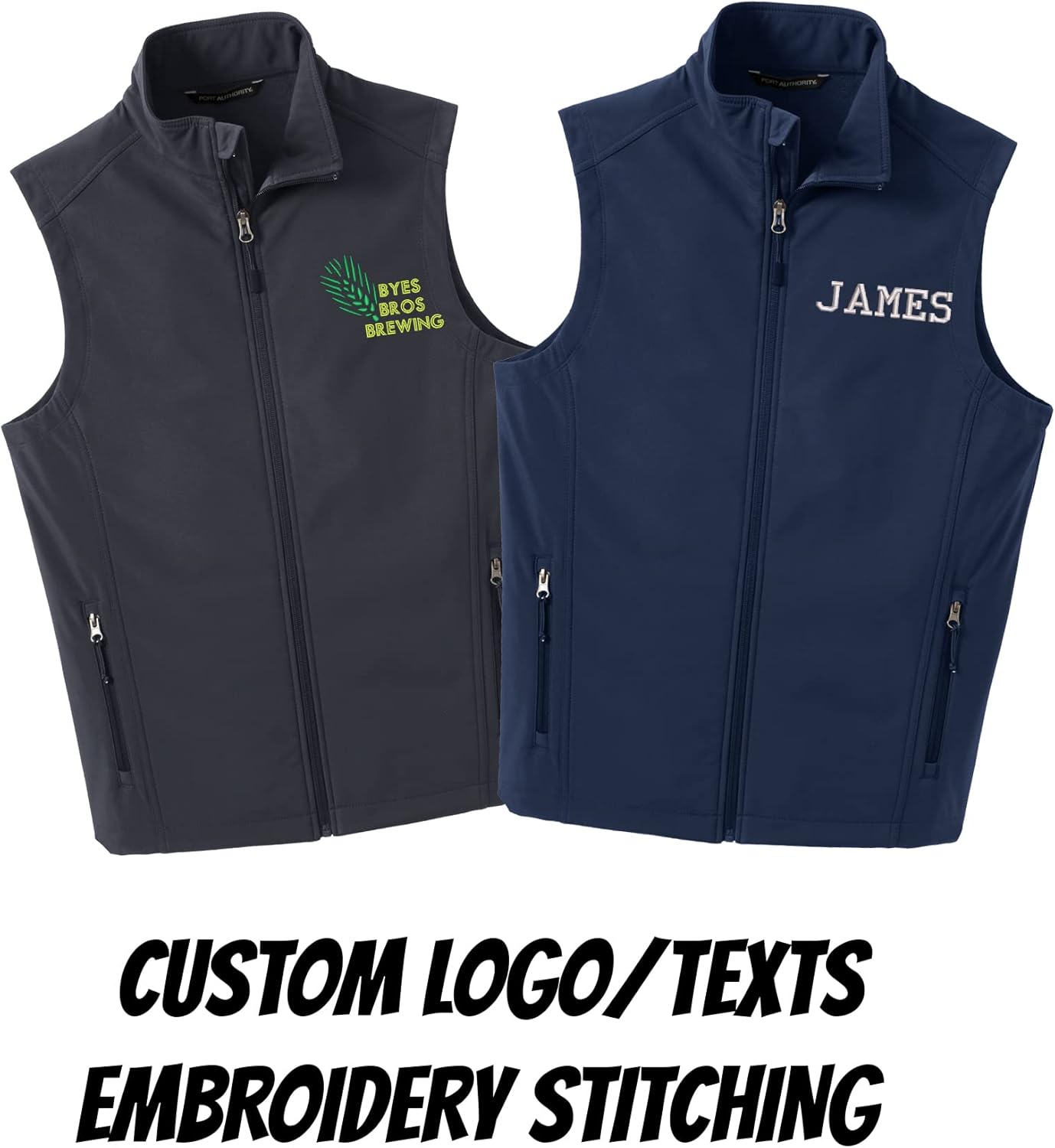 INK STITCH Ladies Custom Embroidery Design Your Own Logo Text Soft Shell Vests