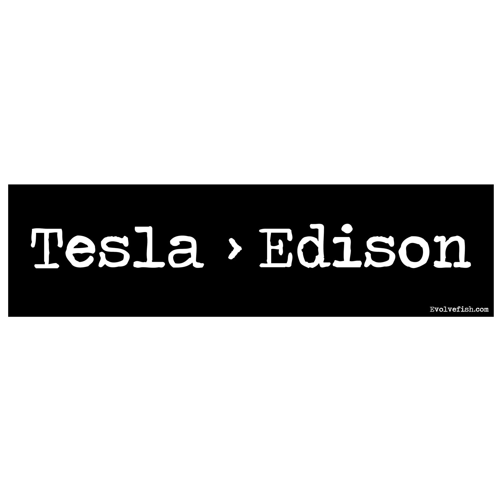Pegatina Tesla > Edison de EvolveFISH que no se despega del parachoques con la lluvia 2
