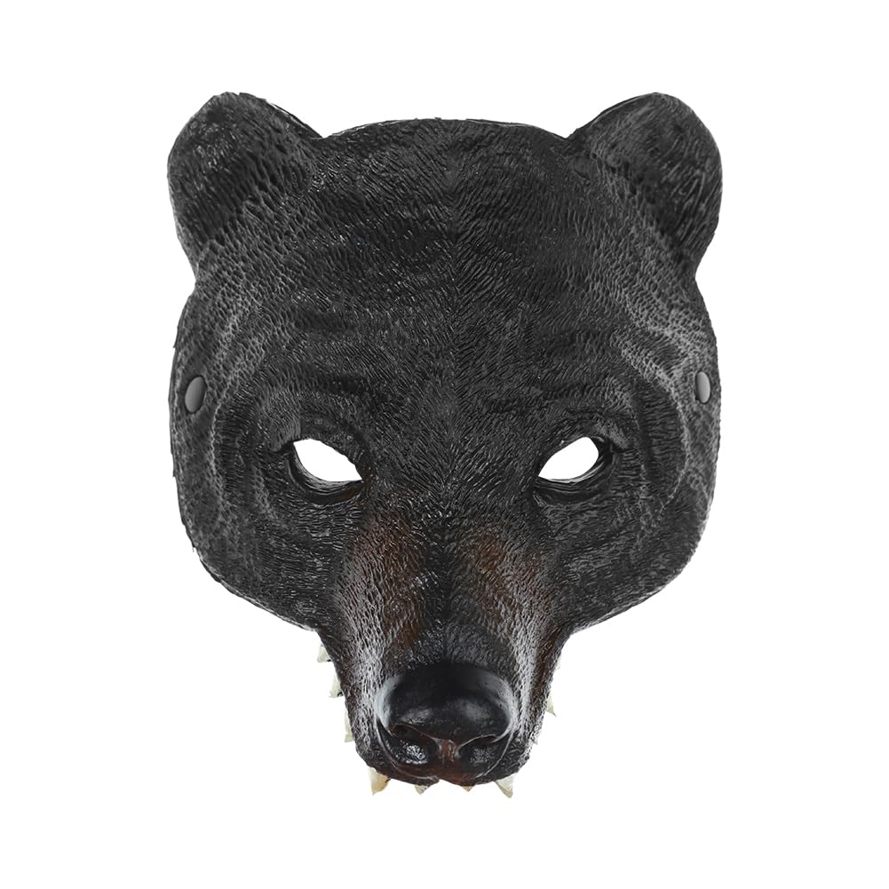 JNGUOSICN Halloween Bear Face Mask 3D Novelty Animal Cosplay Face Cover Realistic Funny Head Mask PU Soft Headwear Party Dress Up Photo Props for Masquerade Carnival Makeup Theme Party