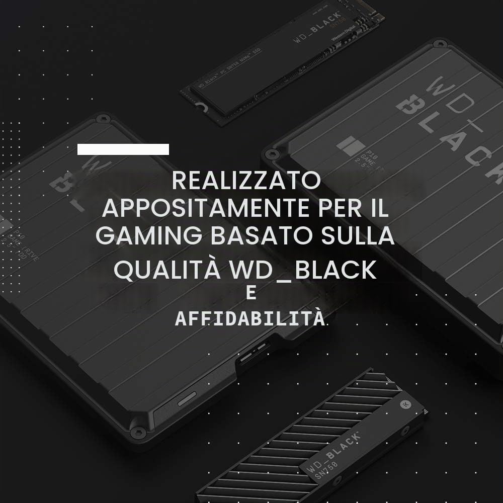 WD_BLACK P10 5 TB Game Drive per Xbox One per accedere sempre alla tua libreria di giochi , 1 mese Pass Ultimate