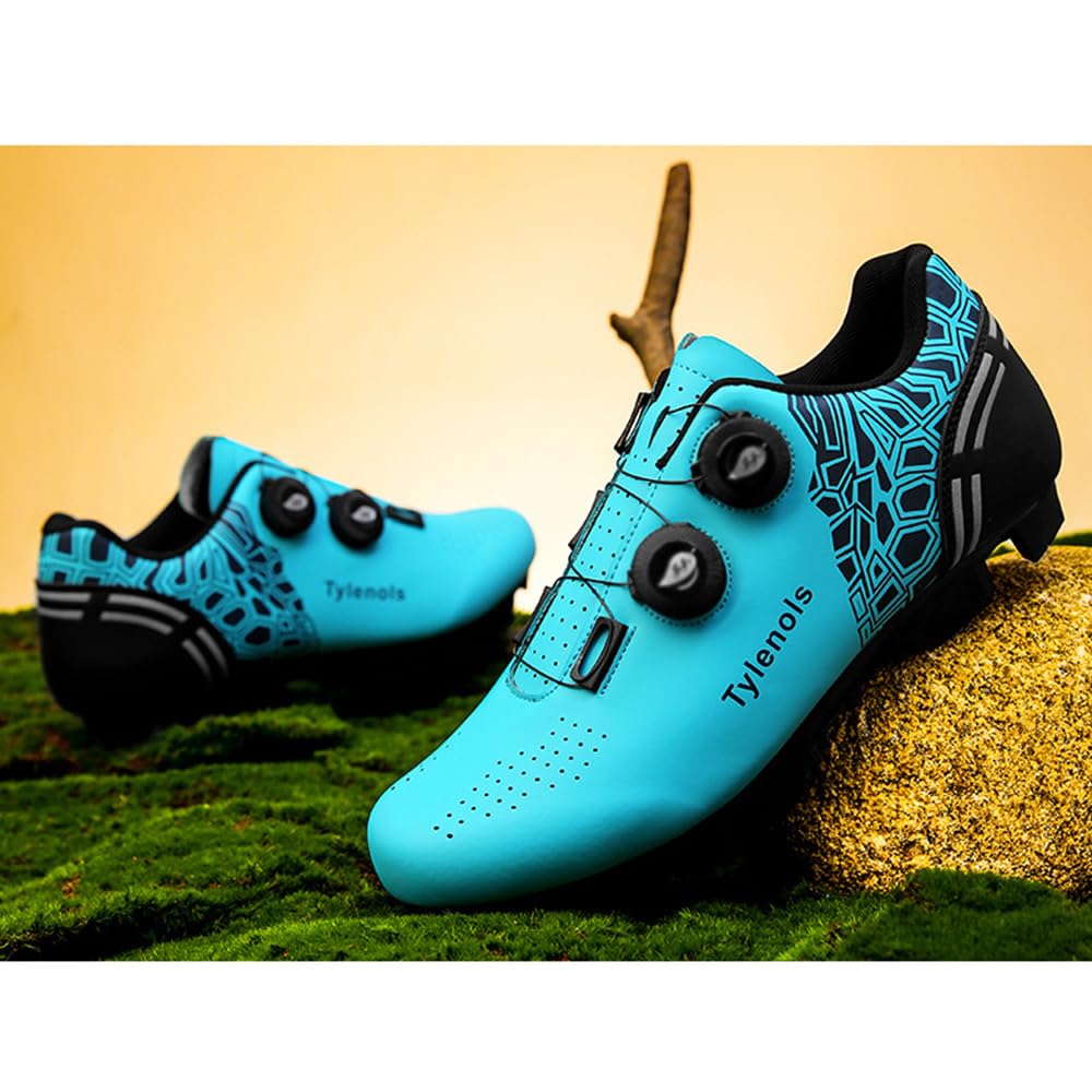ENEN Zapatillas de Ciclismo para Hombre Mujer, MTB Zapatos Bicicleta de Montaña Compatibles con Look SPD Lock, Azul Negro Gris Rosa Unisex Zapatillas de Bicicleta de Montaña