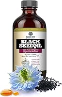 Vista 1 de DAWNLOOP Aceite de semilla negra orgánico prensado en frío (4 onzas) 100% puro de alta timoquinona Nigella sativa, aceite de comino negro