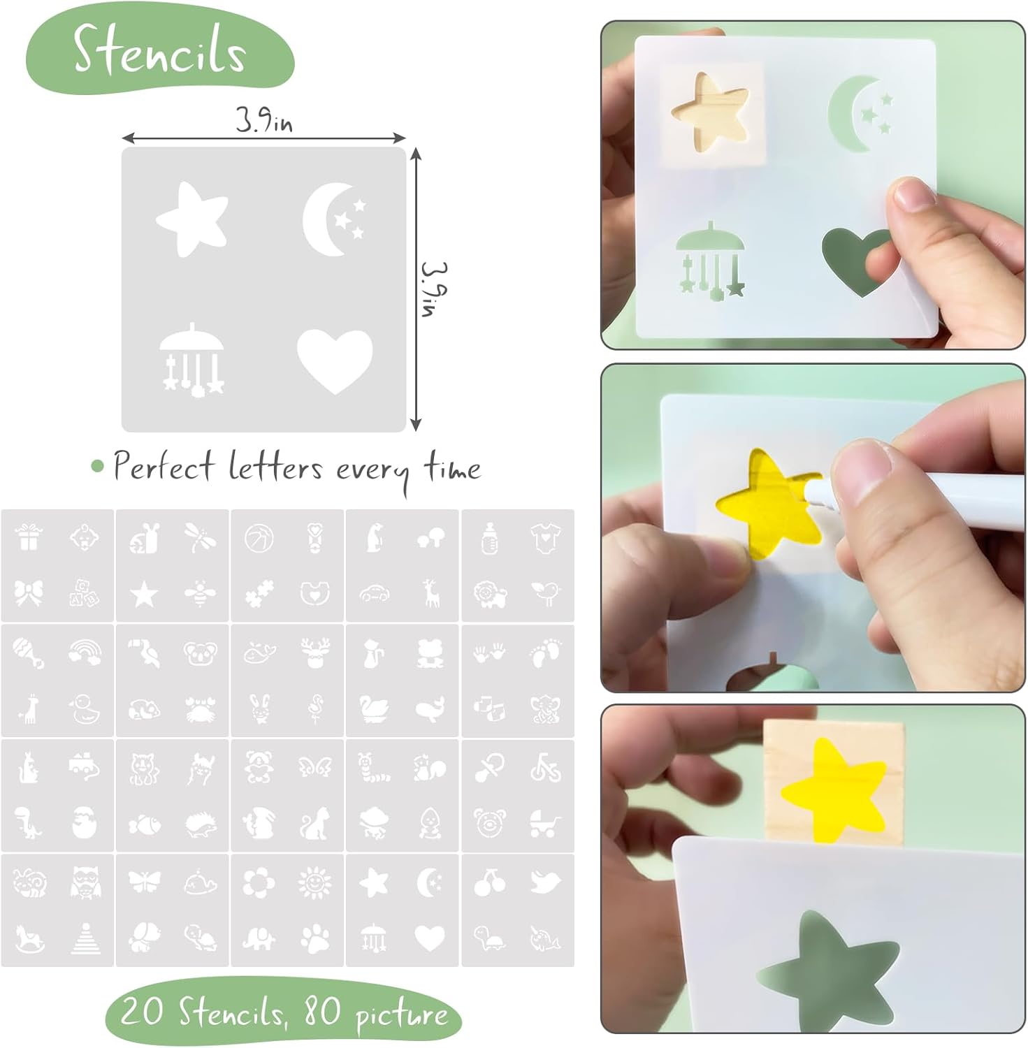 97 Pcs Baby Shower Game Set Includes Decorative Square Signs, DIY Blank Wooden Blocks, Paint Markers, Wedding & Baby Shower Game Prizes (Flower)