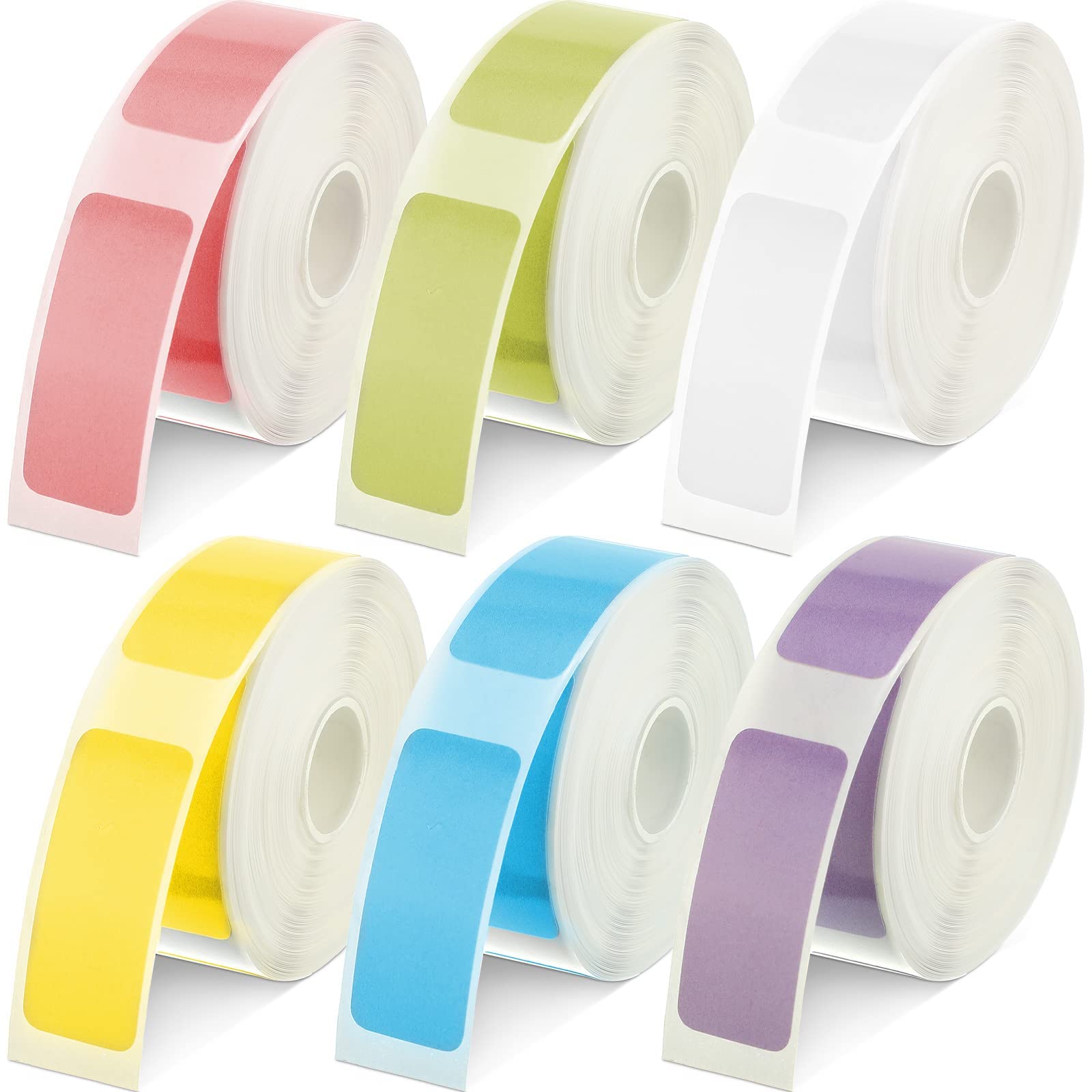 Photo 1 of Adhesive Color Label Paper Colorful Thermal Sticker Label Printable Label Roll 0.59 x 1.18 Inches Printer Sticker Paper Thermal Labeling Tape for Home Office Business, 230 Labels/Roll, 6 Rolls