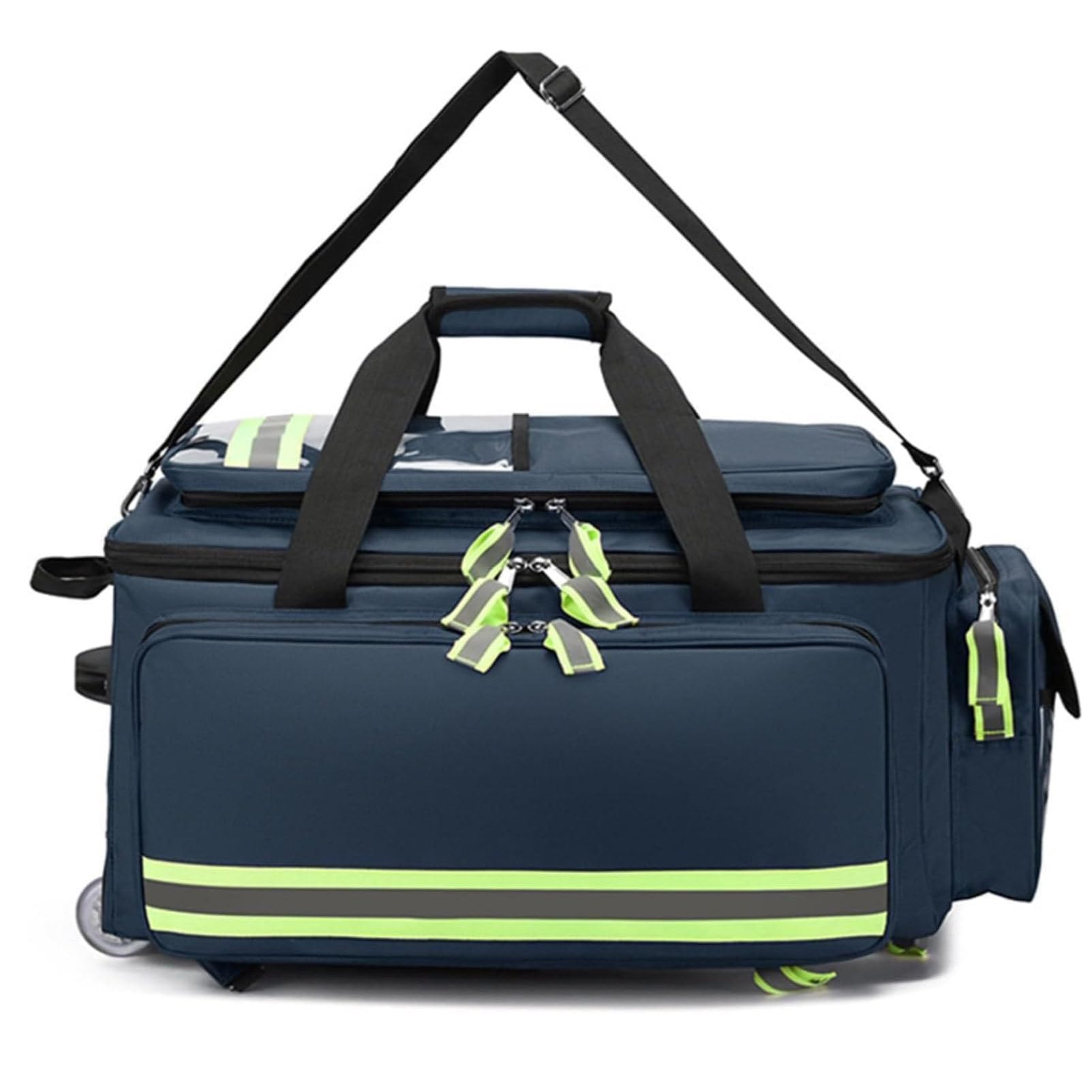Bolsa de Primeros Auxilios con Ruedas, Bolsa de Almacenamiento de Gran Capacidad (vacía), Tela Oxford ignífuga, Almacenamiento de Kits de Emergencia con Compartimentos Blue-66cm