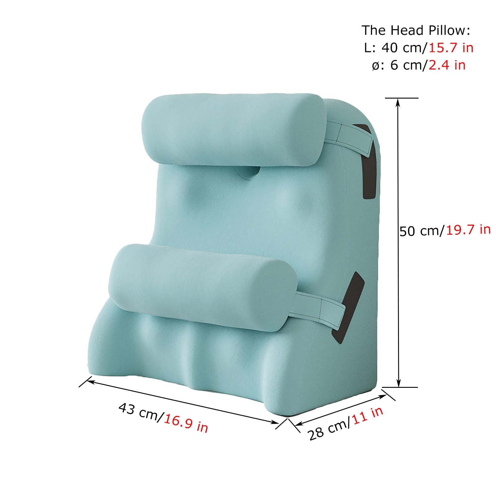 Almohada ortopédica en Forma de cuña para Cama con Dos Almohadas Redondas, Ideal para sofá/Suelo, para Trabajar/Leer/Dormir, después de una cirugía, para el reflujo ácido, la acide