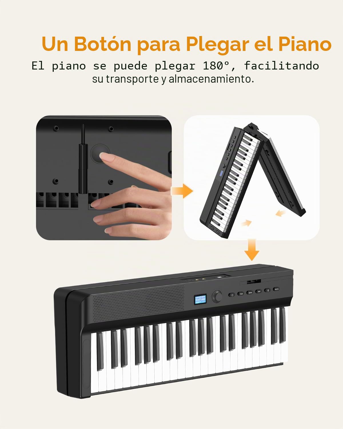 Piano plegable mejorado de 88 teclas, teclado de tamaño completo medio pesado compatible con MIDI, teclado de piano plegable portátil Bluetooth con pedal de sostenimiento y bolsa de piano