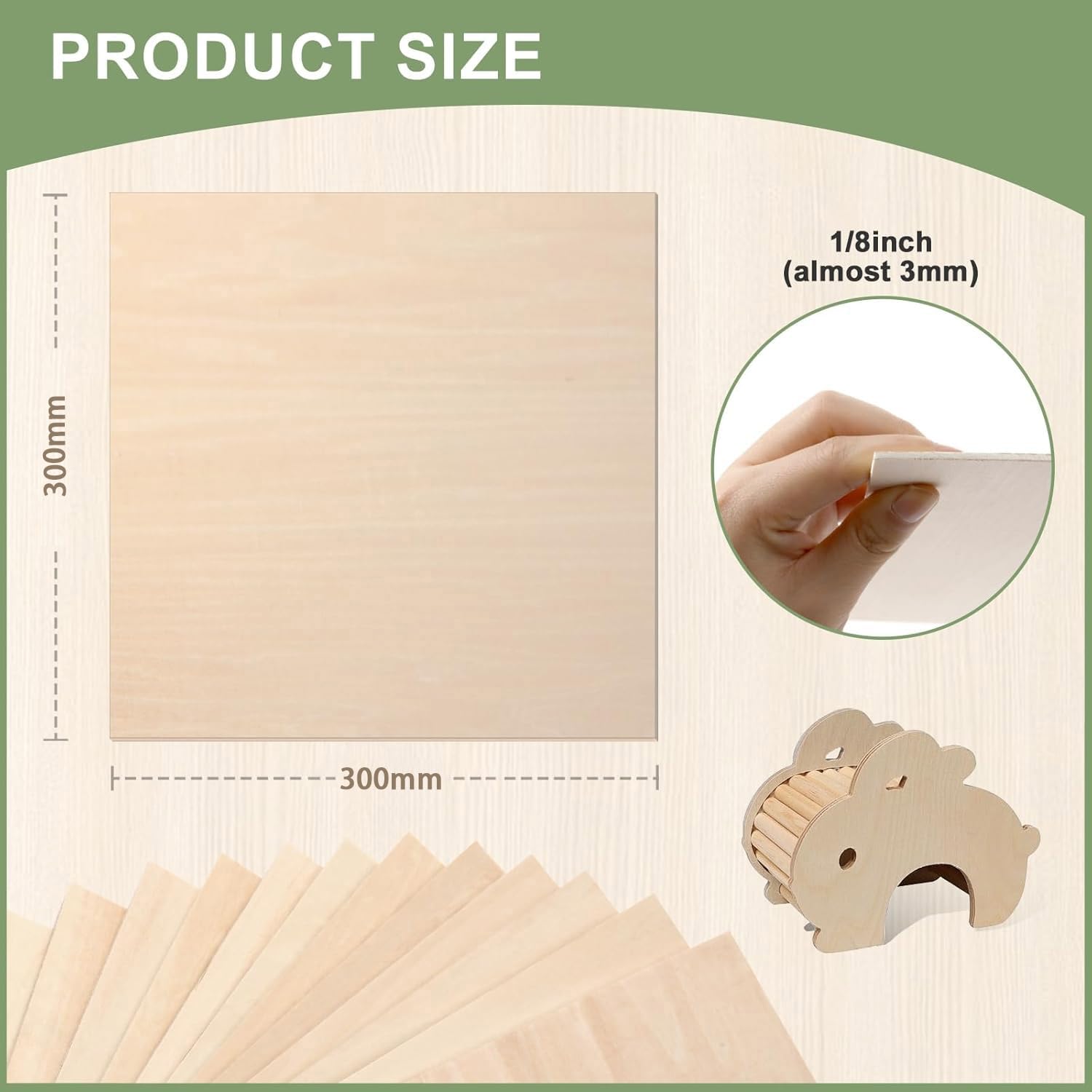 Farnirvana 12 Pz Fogli di Legno di Balsa, 300 x 300 mm Tavole Modello in Legno, Pannello Compensato,Fogli di Legno Sottili, per Modelli Fai Da Te, Arte e Artigianato, Dipinti