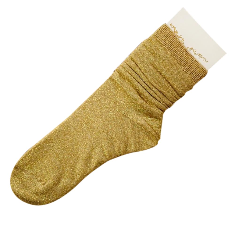 Glitter Shiny Socks for Women Retro Loose Socks Short Tube Crew Socks