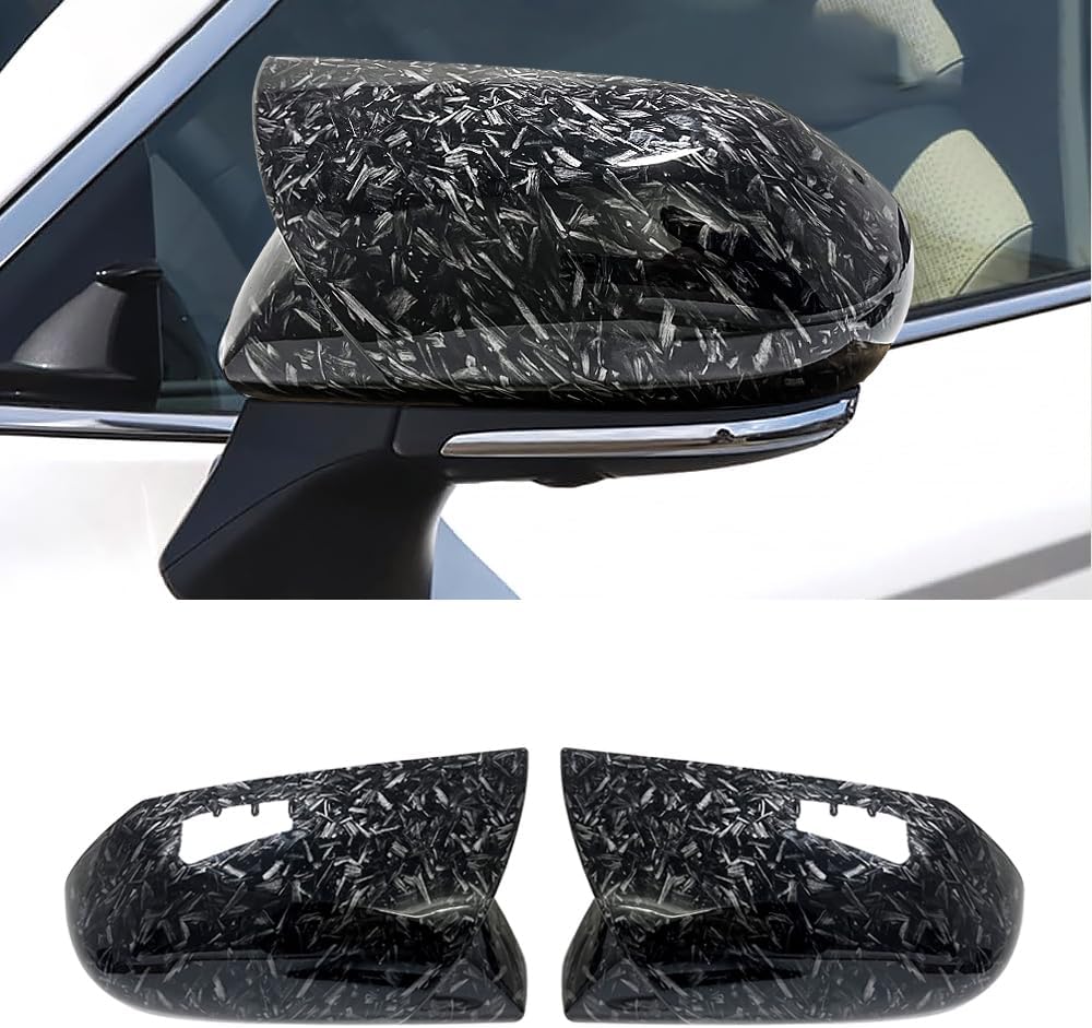 Side Mirror Cover Compatible with Toyota (Camry 2018-2025, Ox Horn Style-Forged Carbon Fiber Pattern)