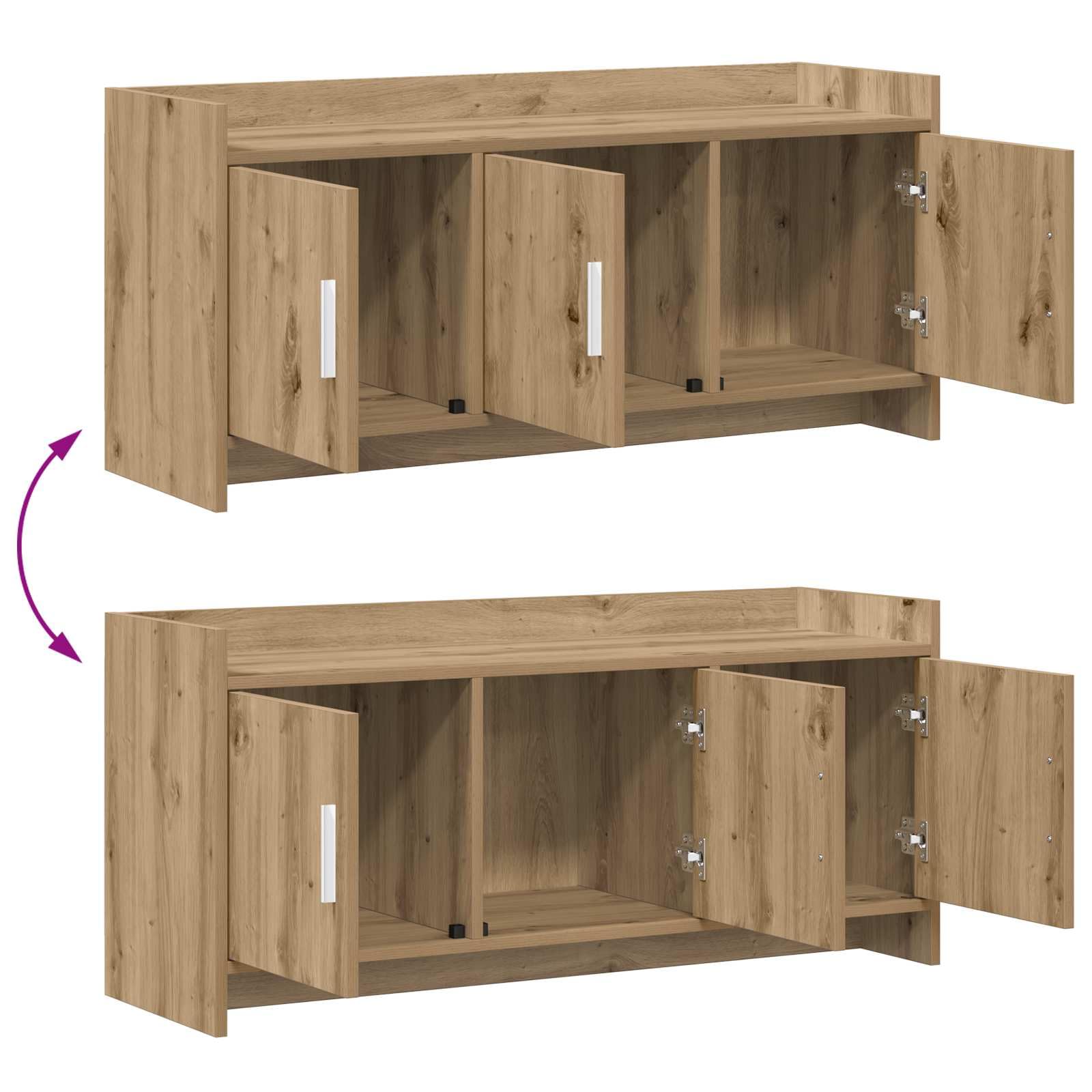 Mobile TV basso in rovere Artisan, 102 x 33 x 47 cm, 3 ante