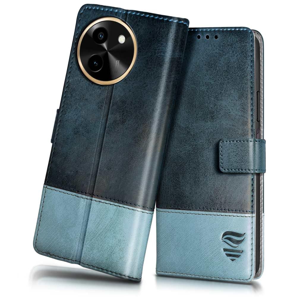 FLIPPED Vegan Leather Flip Case Back Cover for Vivo T3x 5G (Flexible, Shock Proof | Hand Stitched Leather Finish | Card Pockets Wallet & Stand | Blue with Aquamarine) (B0D7VFDHZK) Amazon Price History, Amazon Price Tracker