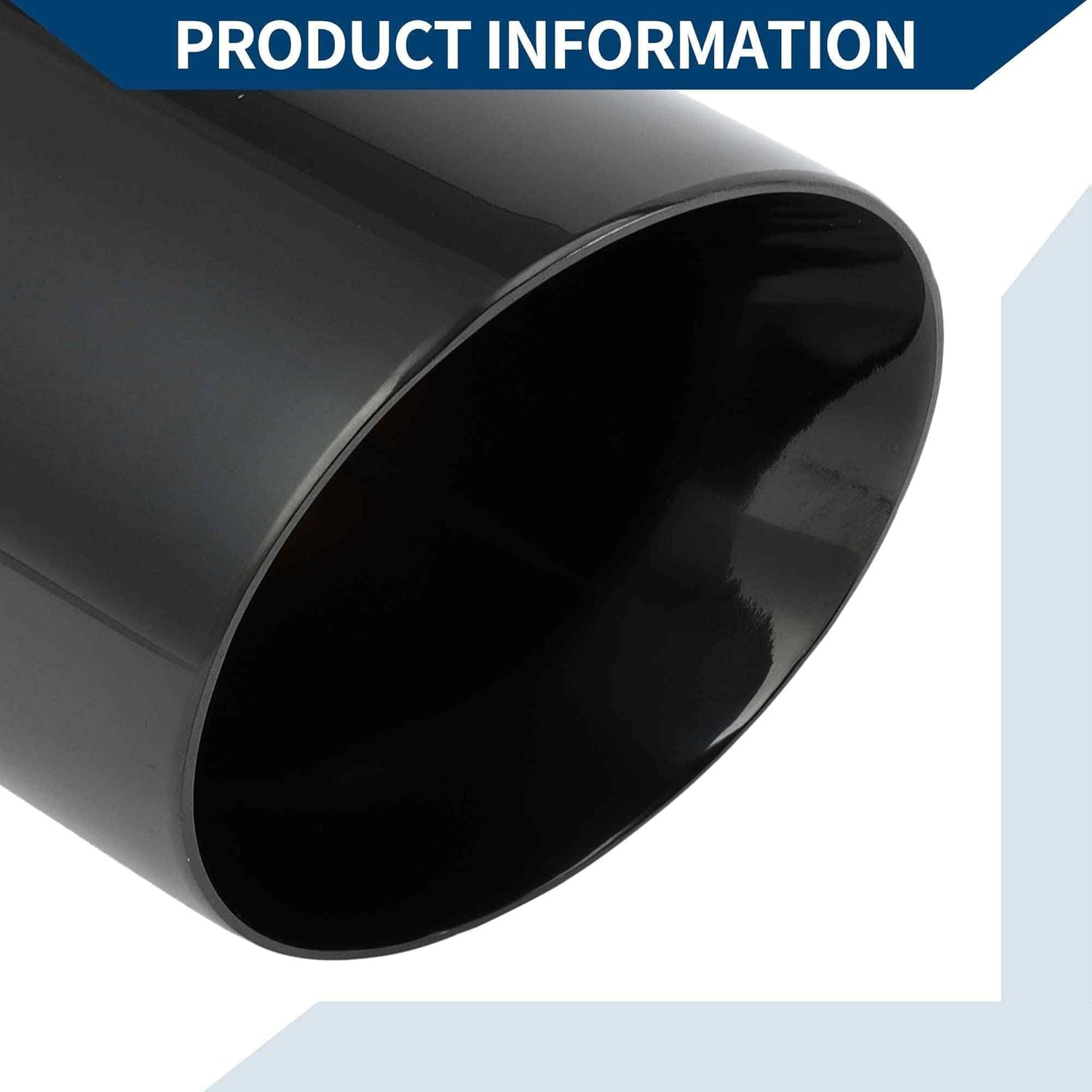 Slant Car Exhaust Tip Rear Clamp on Tailpipe 63mm ID 2.5" Inlet 4.1" Outlet 7.3" Length 1 Pc Black Stainless Steel