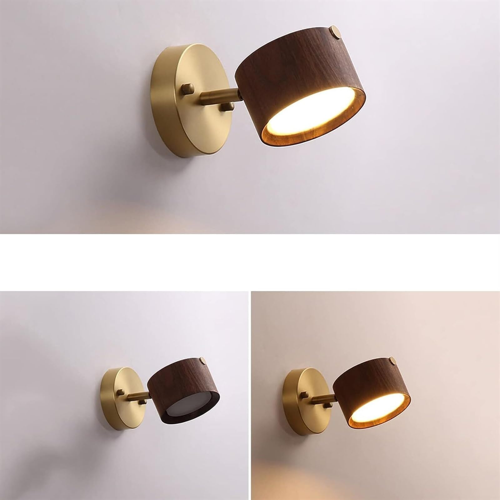 Luce da Muro Lampada da Parete di Fondo con Luce in Rame Noce, A LED 5 W per Camera Letto, Attenuazione Una Interruttore A Lampada Parete Interno