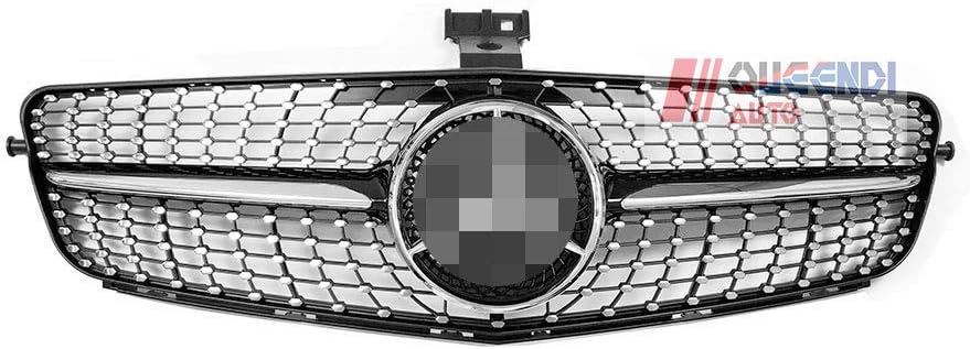 QUEENDI AUTO Diamond Grille for Mercedes Benz C-Class w204 C200 C250 C300 08-14 (Black)