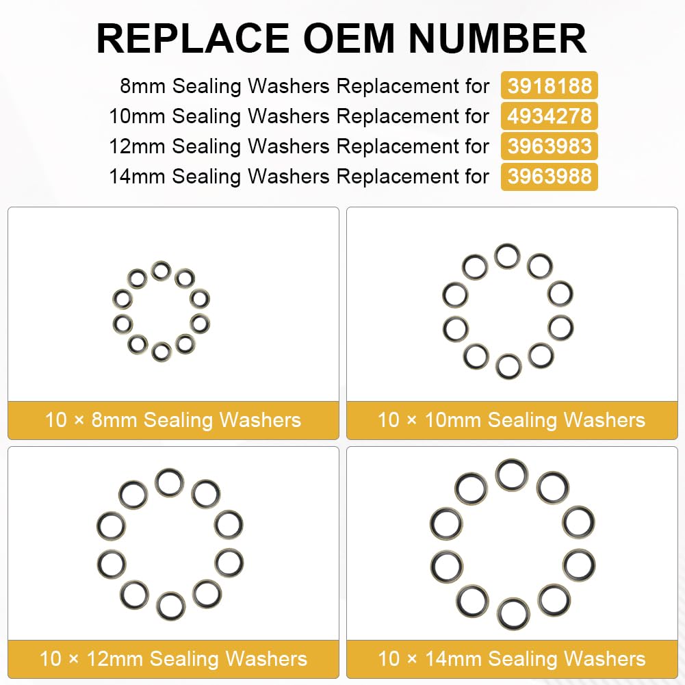 8mm 10mm 12mm 14mm Fuel Sealing Washers Replacement for Dodge Cummins