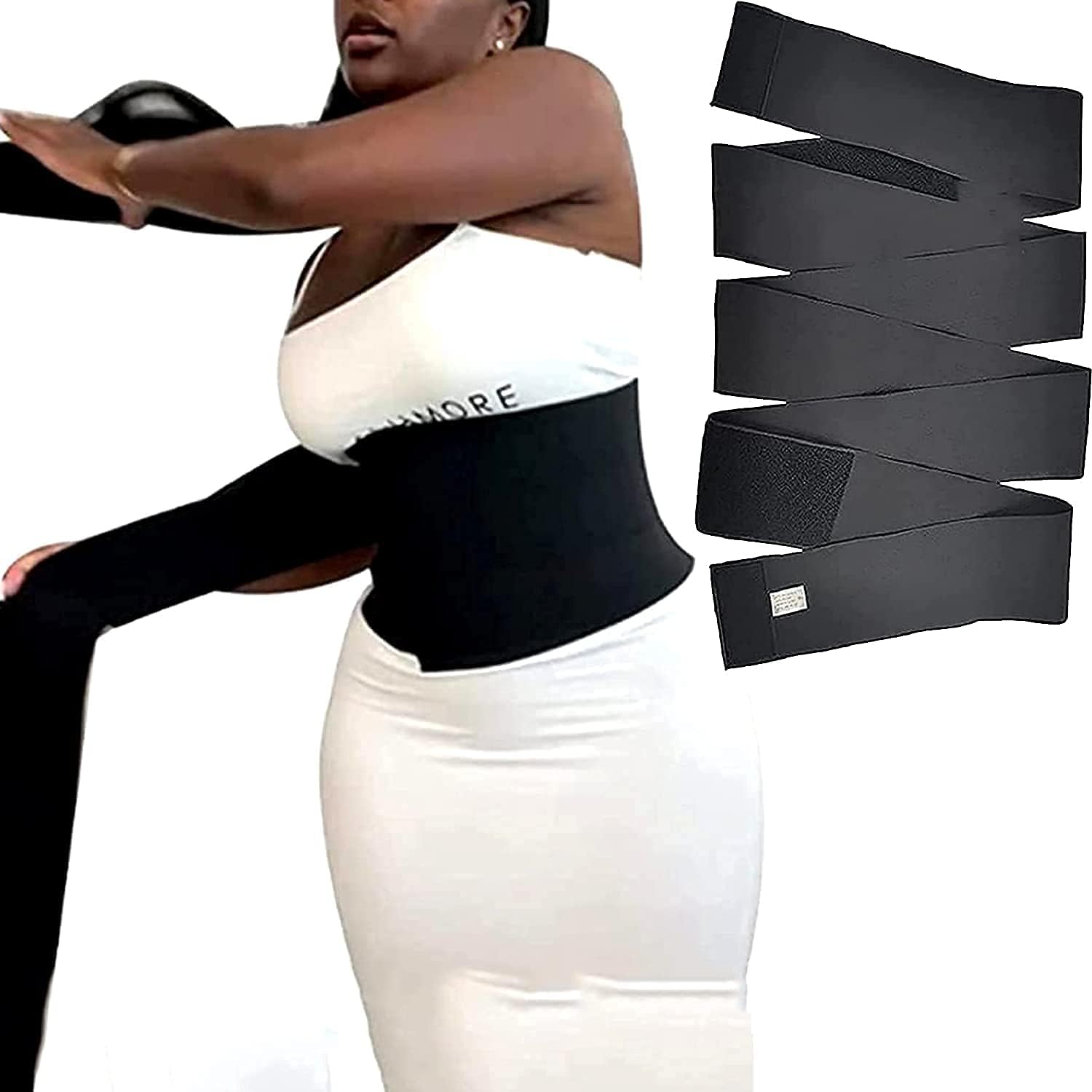 Bandage Wrap for Women, Invisible Wrap Waist Trainer Tape,Wrapped Lumbar Support Belt, Black