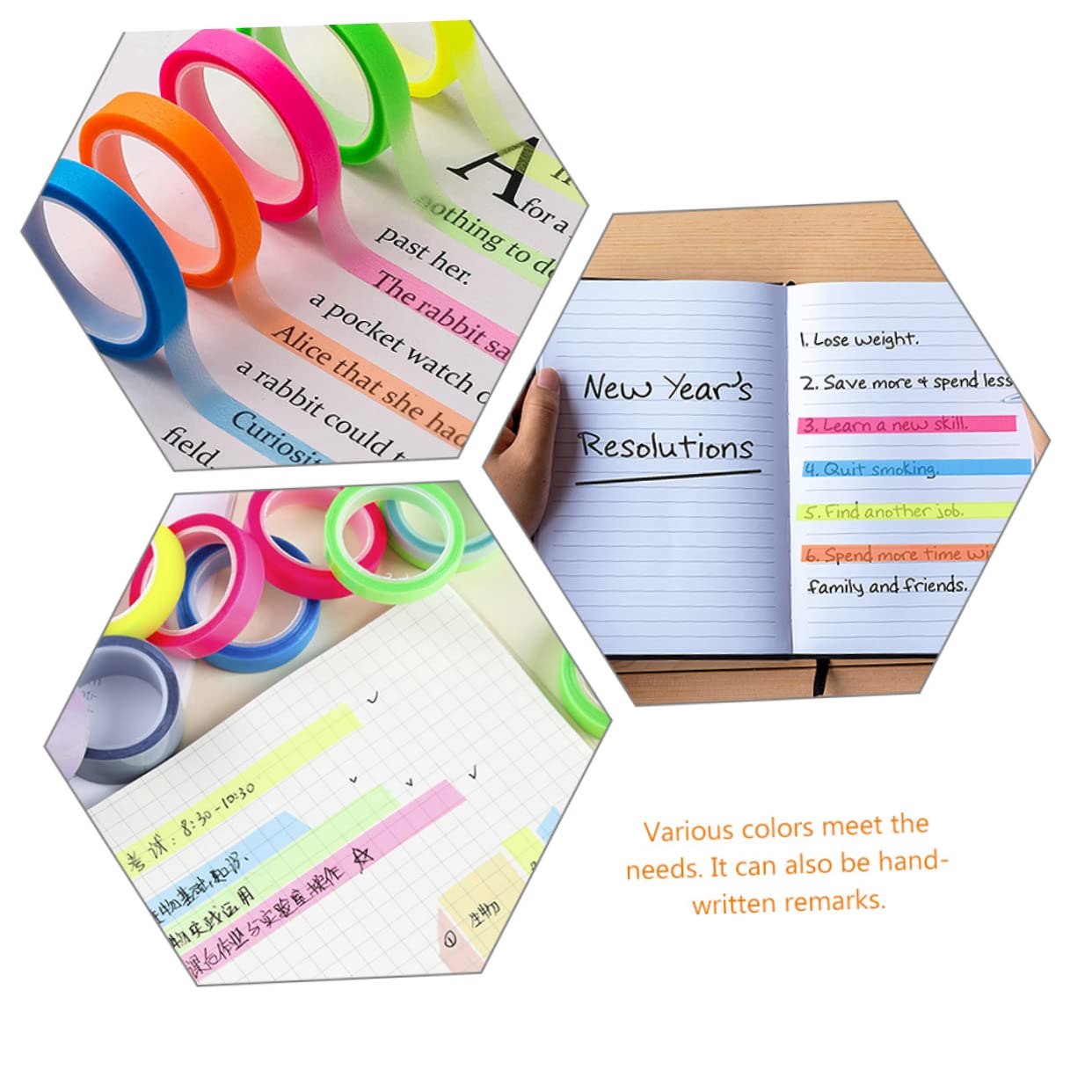 STOBOK 80 Rollen Wasserfester Index-aufkleber Washi-klebeband Fluoreszierendes Band Abnehmbares Farbiges Klebeband Regenbogenband Notizregisterkarten Zerreißbar -rolle Das Haustier