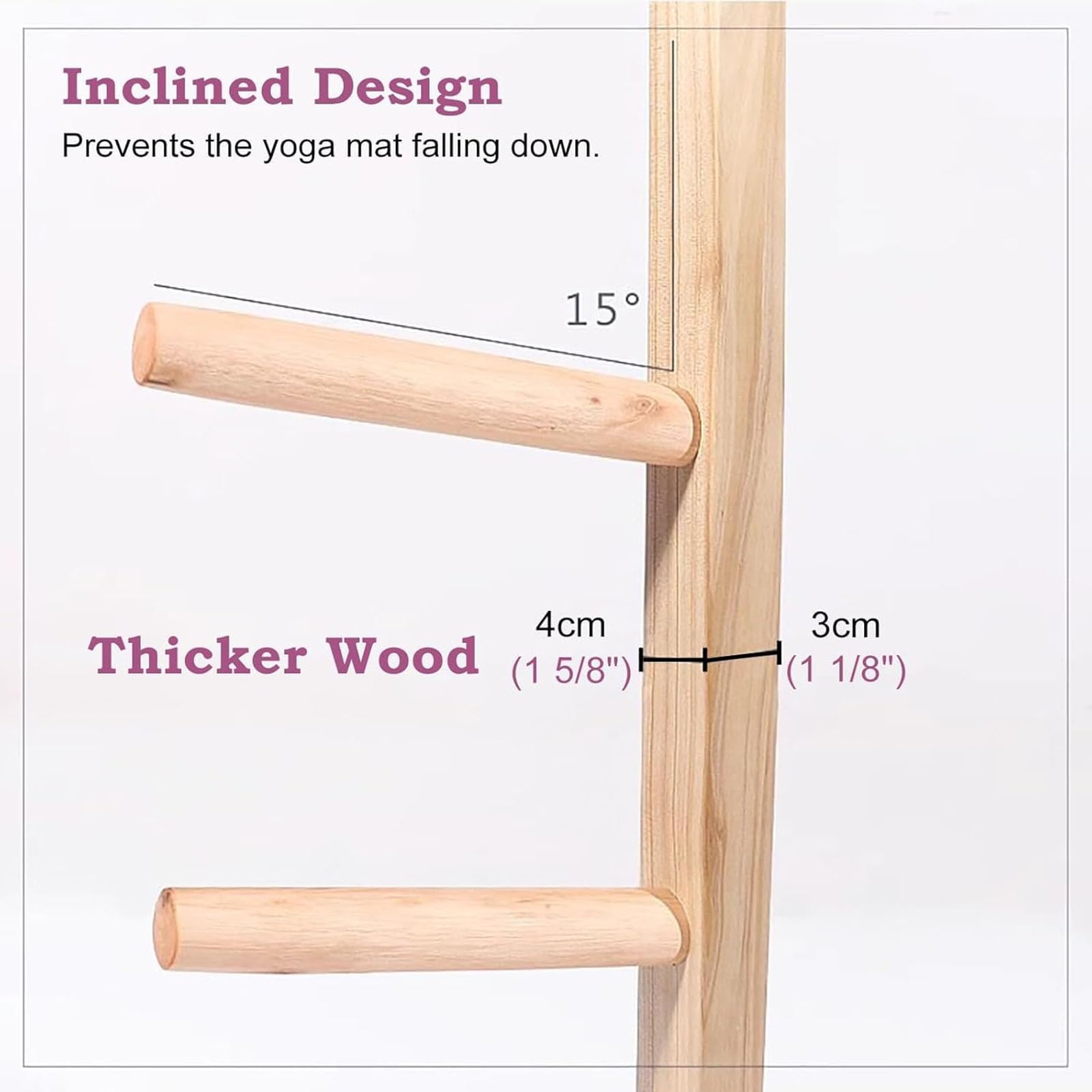 Estante de almacenamiento para esterilla de yoga, soporte para esterilla de yoga montado en la pared, organizador de tapetes de madera de 2 a 9 capas para gimnasio y estudio, estante flotante para