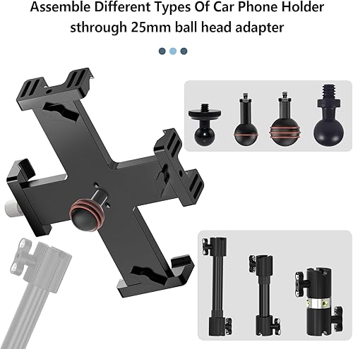 Miniatura 4 de Soporte de aluminio para tablet para automóvil con adaptador de cabeza de bola de 1 pulgada, compatible con brazo de doble enchufe de 1 pulgada y