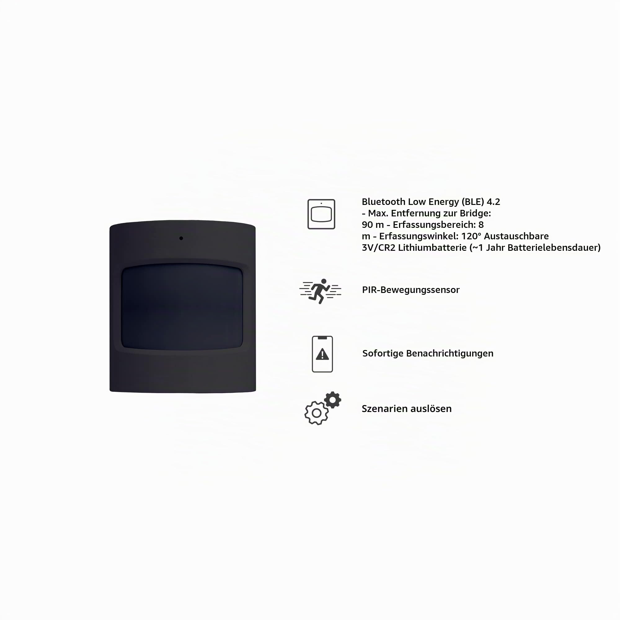 Hombli Smart Bluetooth Kit, Bridge, Bewegungsmelder, Kontaktsensor, 50 m WiFi-, 90 m Bluetooth-Reichweite, kompatibel mit Google, Alexa, Siri, Schwarz | Bewegungs- und Kontaktsensor, App-Steuerung, kompatibel mit Alexa, Google, Siri, niederländische Marke