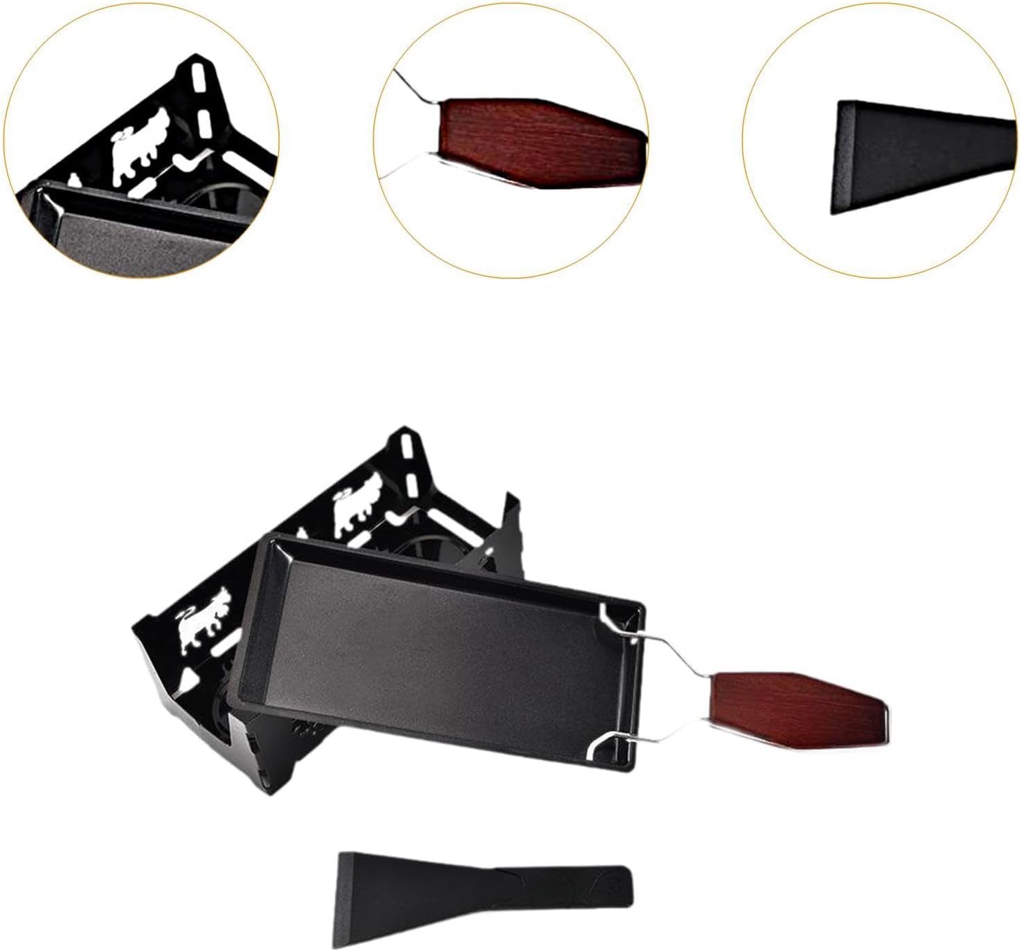 Cheese Raclette Set Non Stick Sturdy with Handle Spatulas BBQ Cheese Rotaster Baking Tray Portable for Restaurant Camping Home