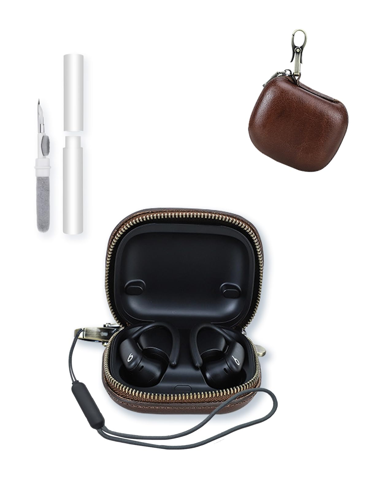 Case for Beats Powerbeats Pro 2 True Wireless Earbuds,Stylish Retro Soft Protective,BOVUGAC Premium Genuine Leather Case Cover with Cleaning Kit &