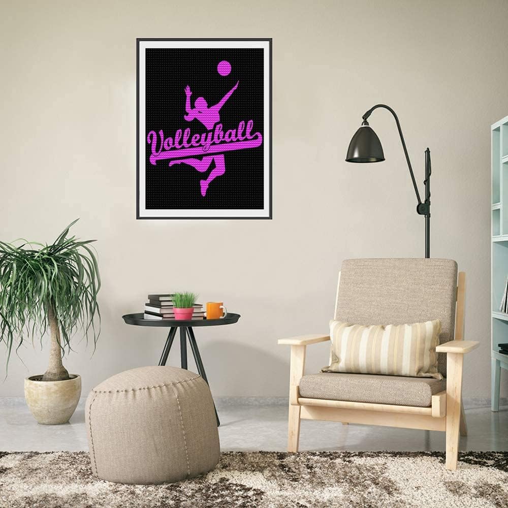 5D DIY Diamond Painting Volleyball 5D Diamond Art Kit Full Drill for Home Wall Decor 12x16 inch