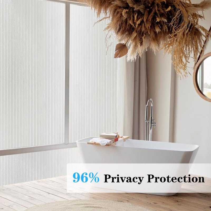 Image of Window Privacy Film Tint Glass Film Self Adhesive Glass Film - Fluted |16 X 84 Inchs