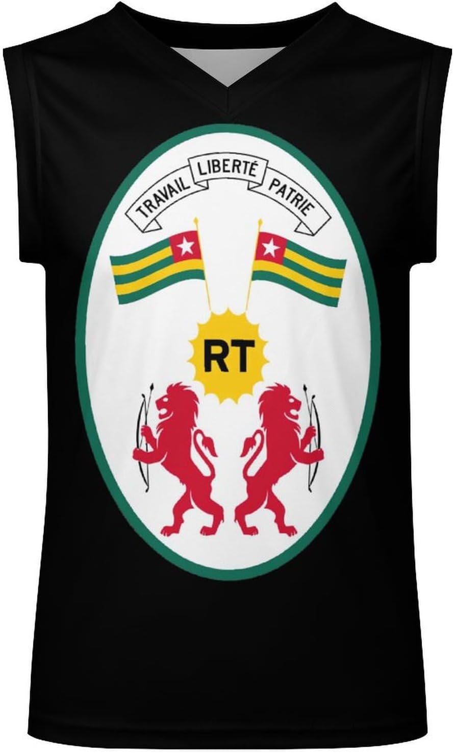 Coat of Arms of Togo Men's V-Neck Basketball Tank Top Sleeveless Workout Tank Shirts Gym Fitness Tees Vest