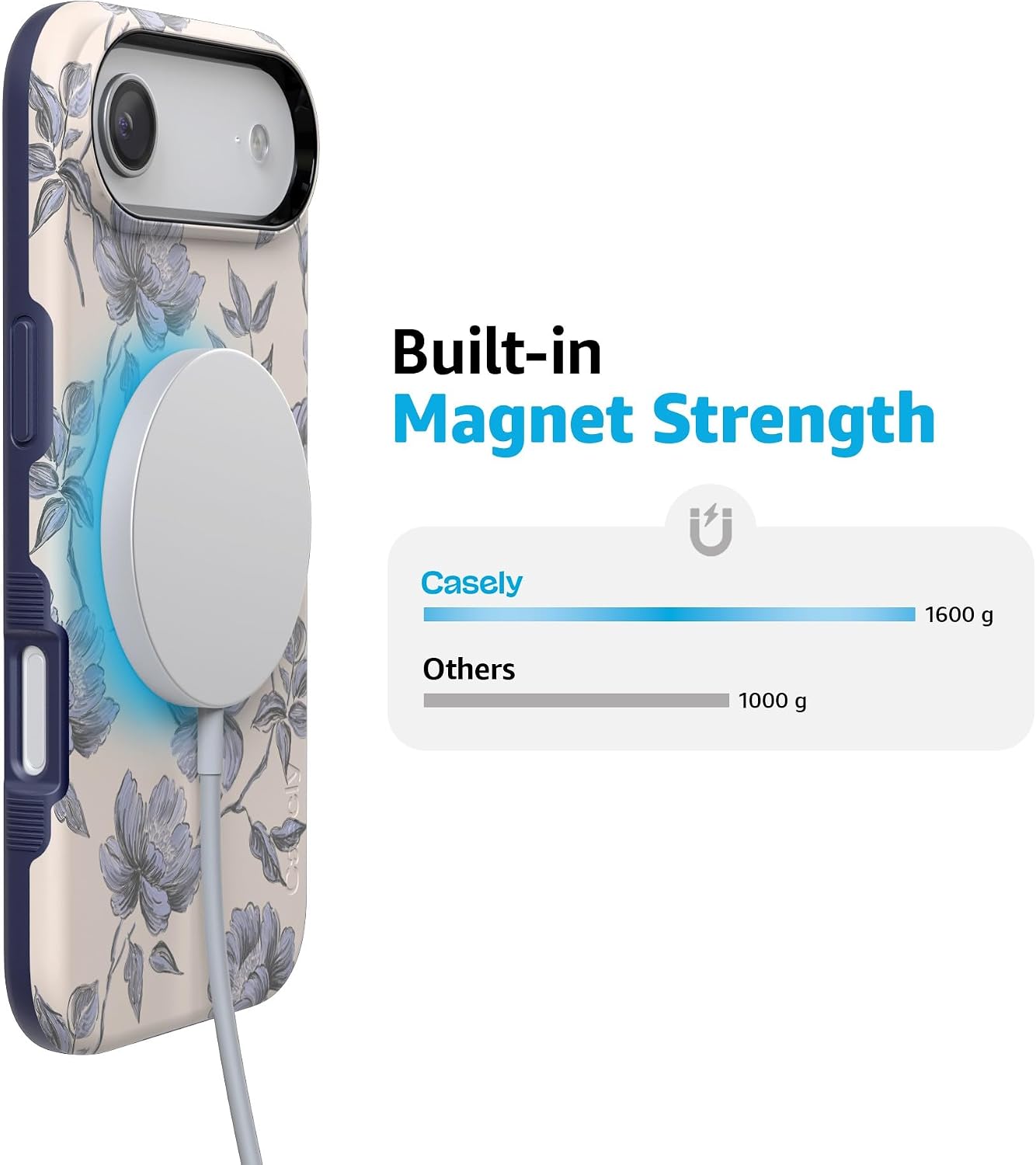 Casely iPhone 17 Air Case | Ink & Iris | Vintage Floral | Bold Protective Design | Compatible with MagSafe