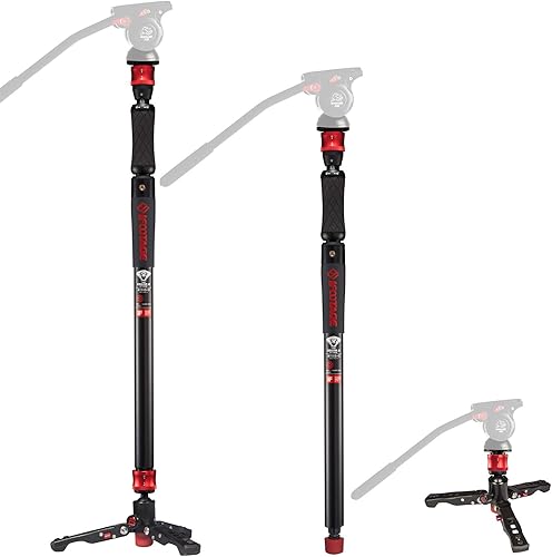 IFOOTAGE Monopie de cámara de fibra de carbono de 71 pulgadas, monopiés de video telescópico profesional, base de trípode compatible con cámaras