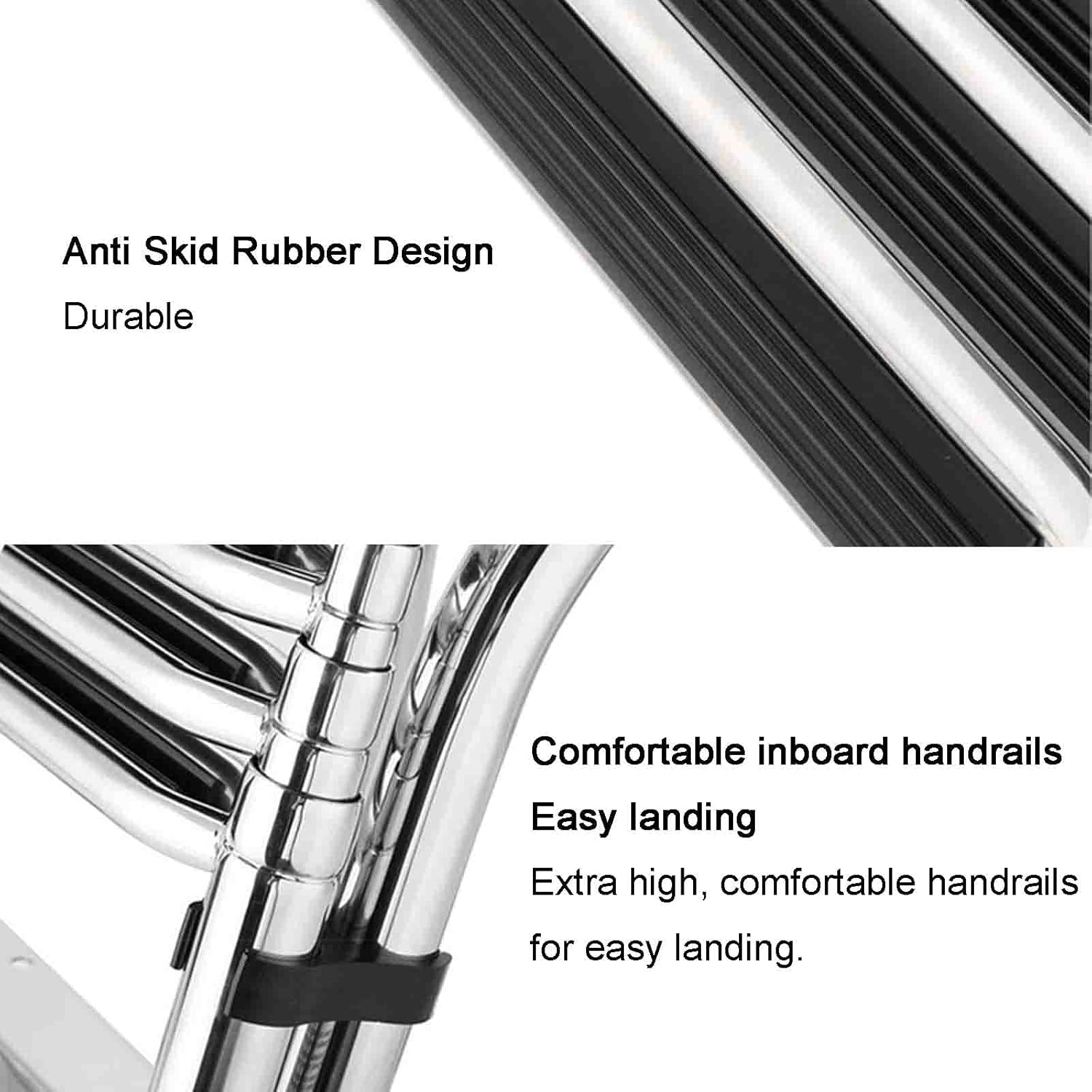 Stainless Steel in-Board 4-Steps Telescoping Boat Ladder Folding Dock Ladders Pool Hand Railing for Marine Boat Yacht Swimming Pool with Extra Wide Step
