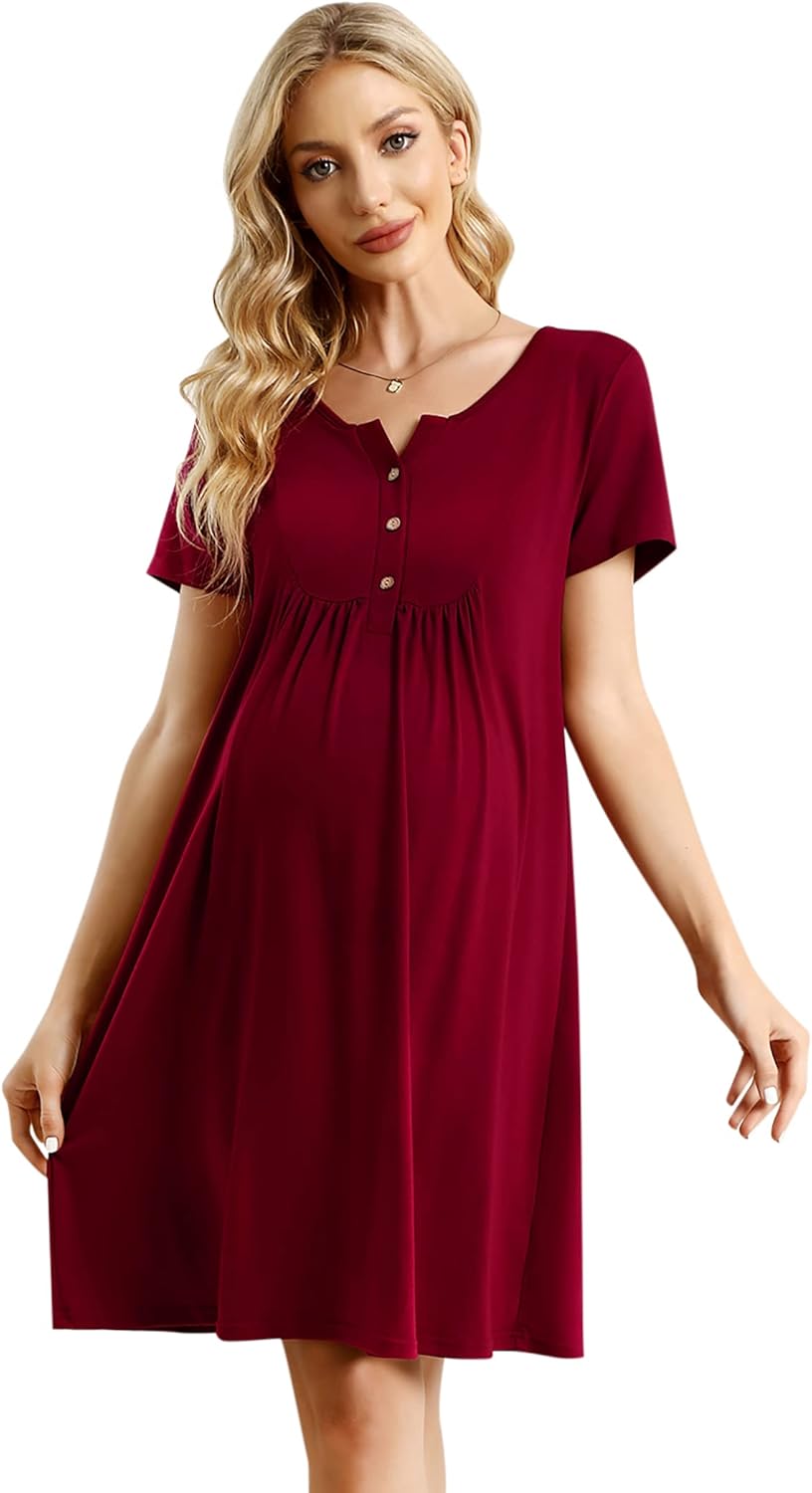 Maternity Dress - Short Sleeve Casual Homewear Maternity Dress
