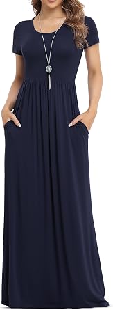 VIISHOW Womens Long Sleeve Loose Plain Maxi Dresses Casual Long Dresses with Pockets