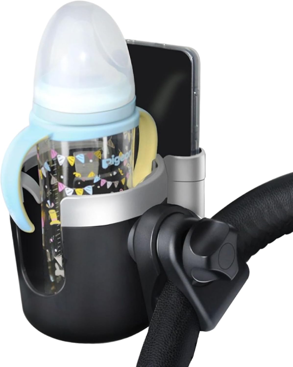 2-in-1 Rotatable Anti-Slip Cup Holder Wheelchair Scooter with Phone Mount for Baby Stroller, 2025 Upgrade Stroller Cup Holder with Phone Holder - 2 in 1 Stable Anti-Slip Stroller Accessory for Doona