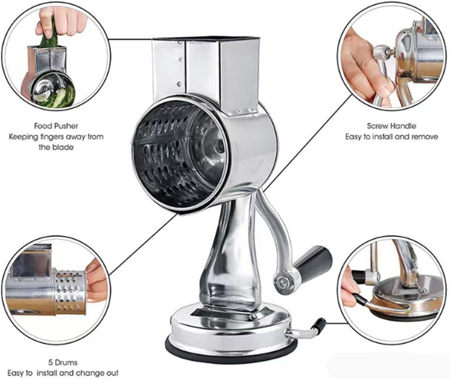 Nut Grinder, Stainless Steel Manual Nut Chopper with Strong Suction Base, Perfect for Cheese, Vegetables, Nuts and Chocolate, Ideal for Home Cooking