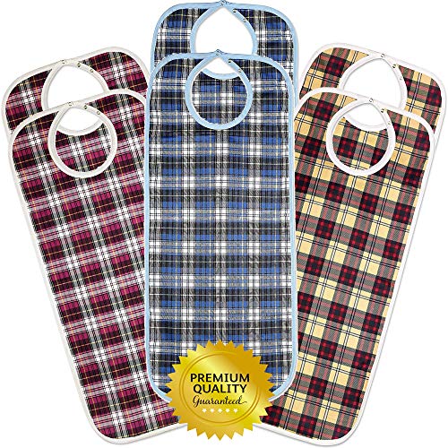 Happynites Adult Bib Clothing Protector - Adult Bibs For Men And Women, Machine Washable Reusable Bibs, Pack Of 6 #TOP6