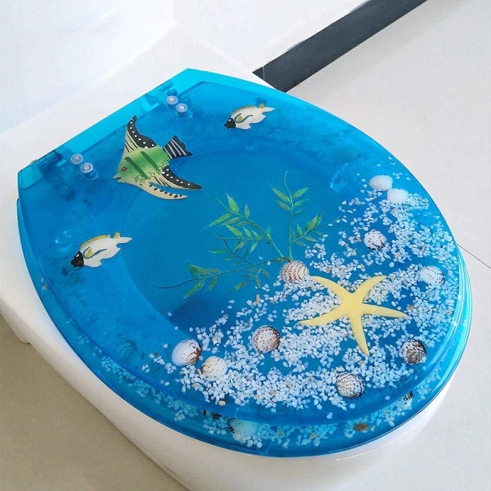 Generic Toilet seat Toilet Cover with Antibacterial urea-Formaldehyde Resin Mute Thicken Toilet seat Cover (Light Blue Squid a)(Light Blue Squid a)